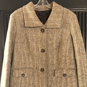 Evan Picone Tweed Long Sleeve Button Down Blazer